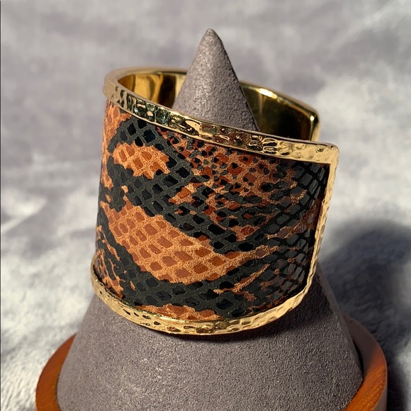 Gold with Leopard Print Cuff - Picture 2 of 10